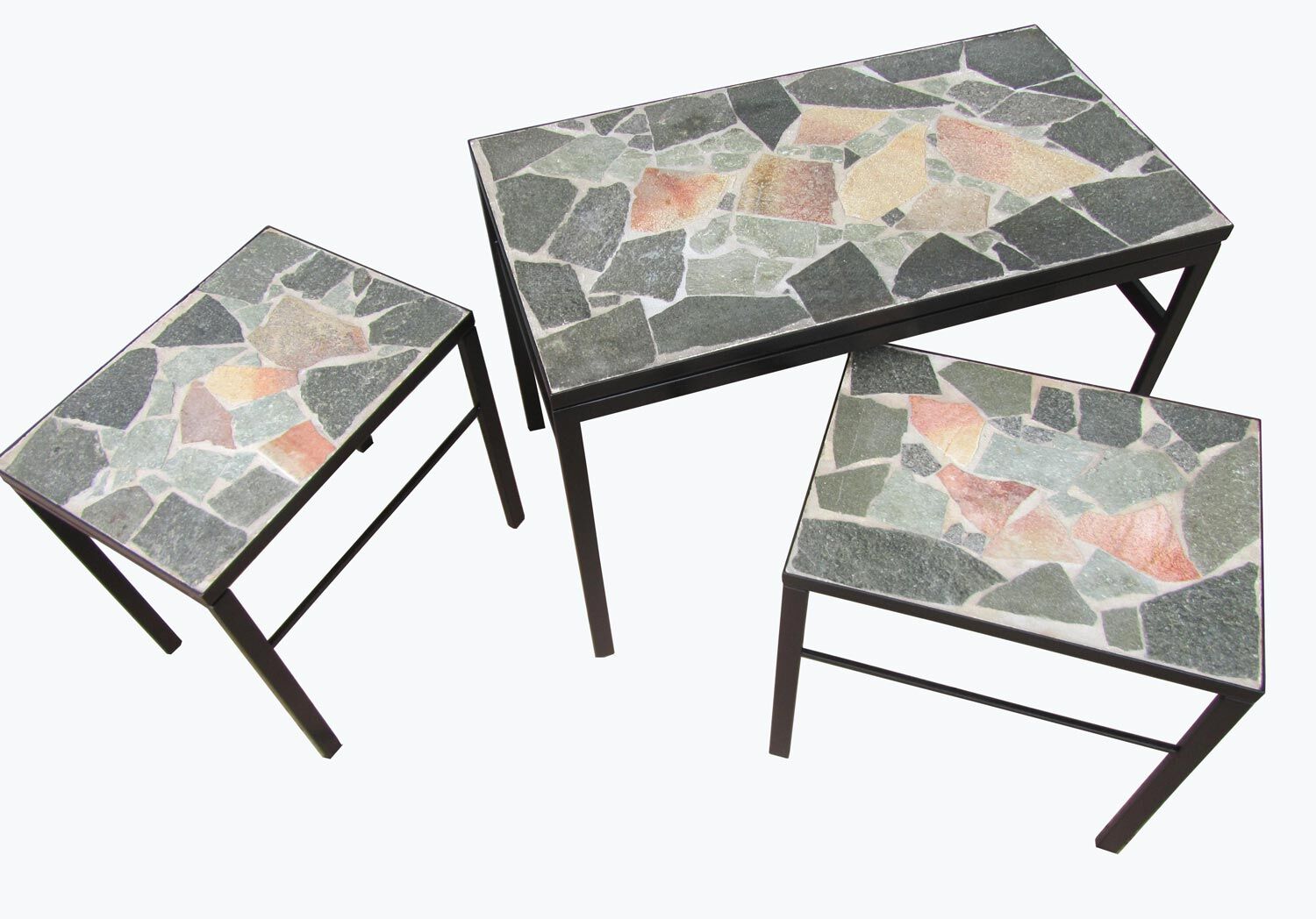 Brutalist Flag Stone nesting Tables, set of 3