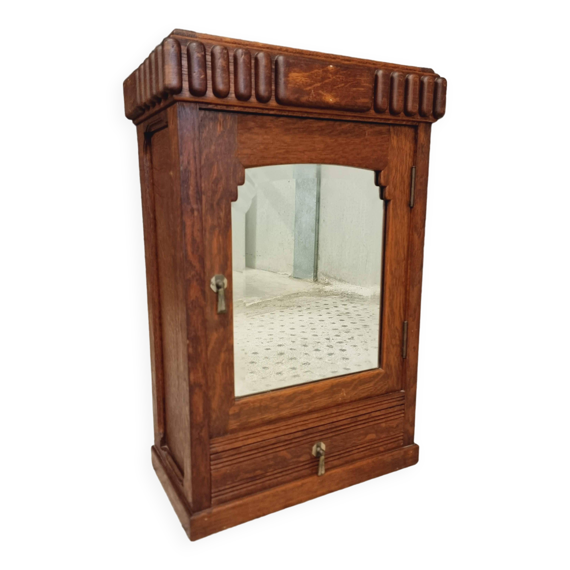 Antique medicine cabinet hanging cabinet Art Deco oak
