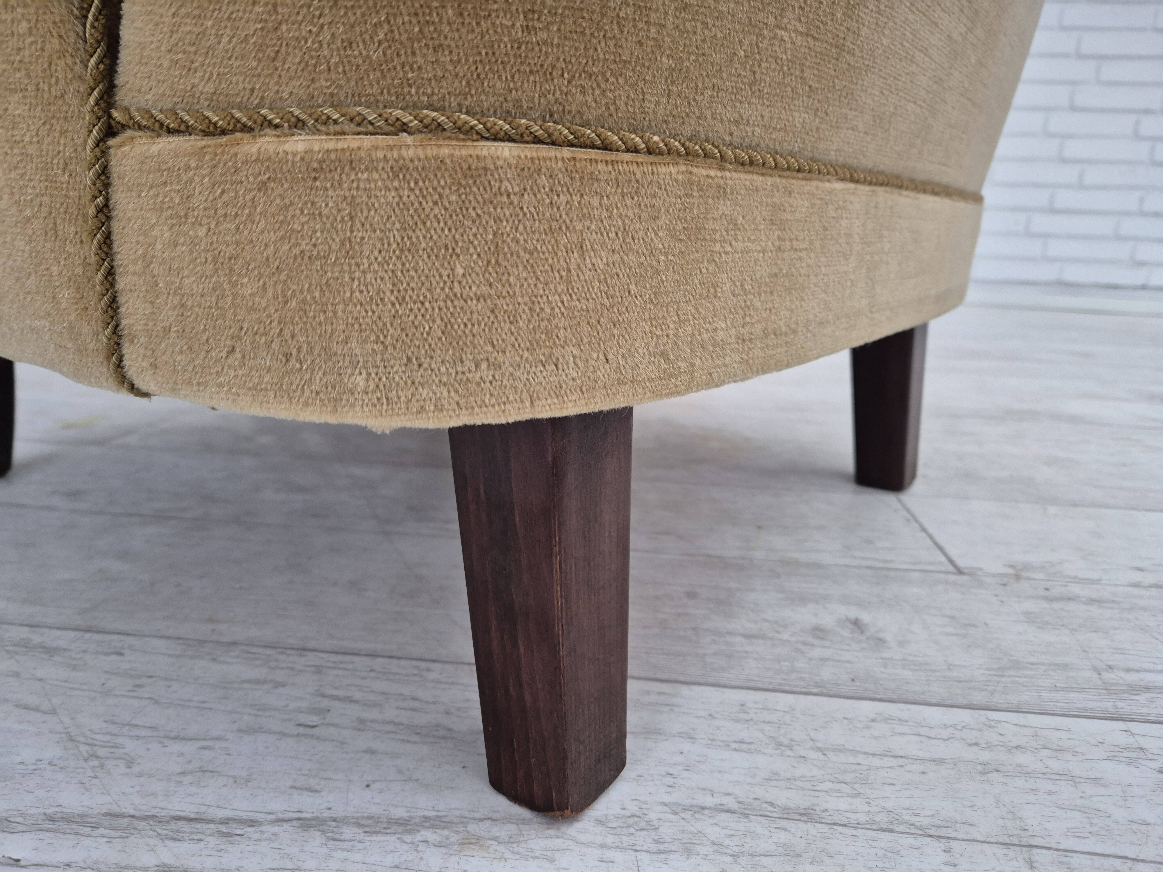 1970s, Danish highback armchair, original condition, furniture velour.