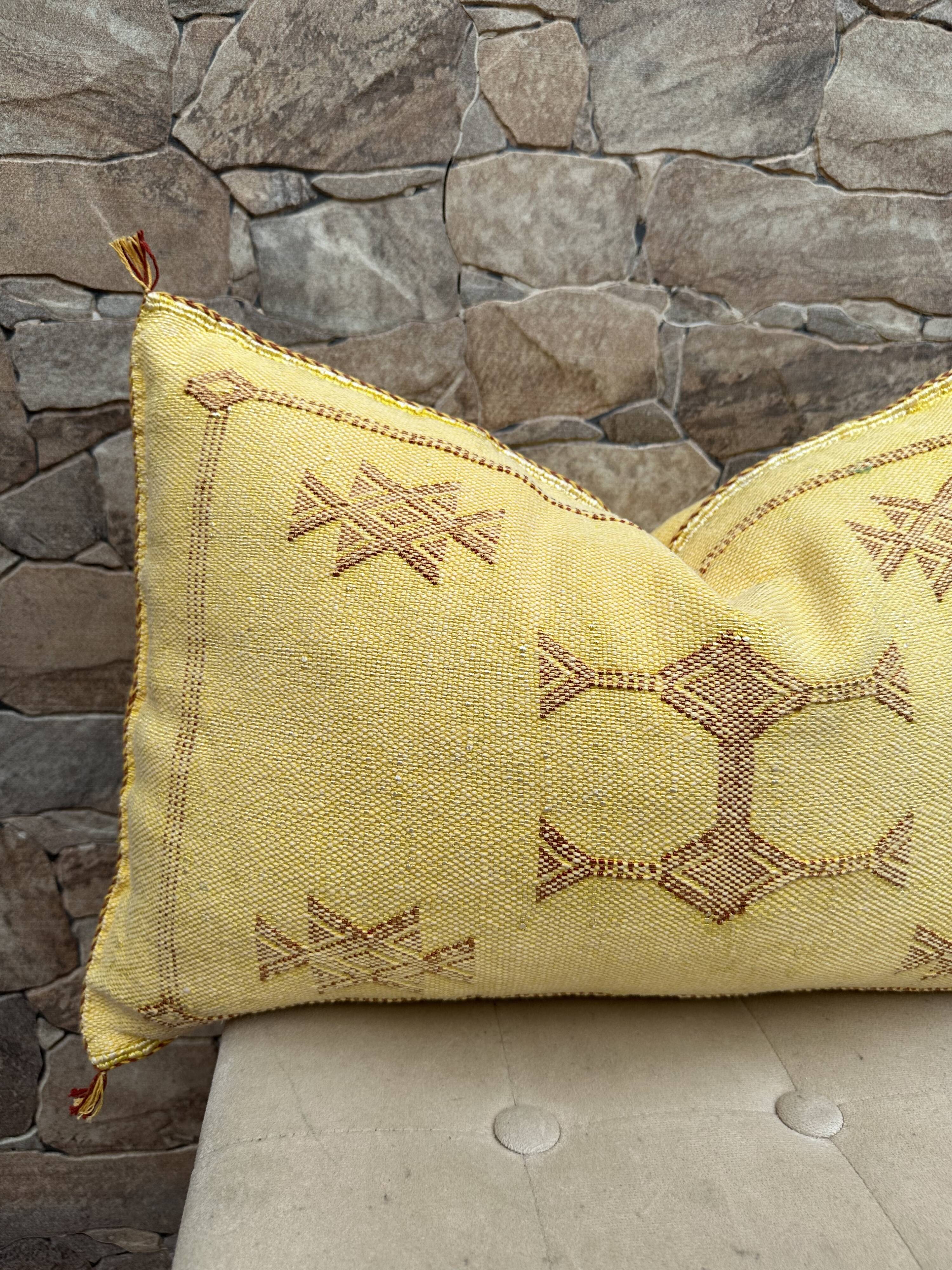 Coussin marocain en soie de cactus, coussin en soie Sabra, coussin