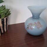 Vase rond en opaline bleu gris