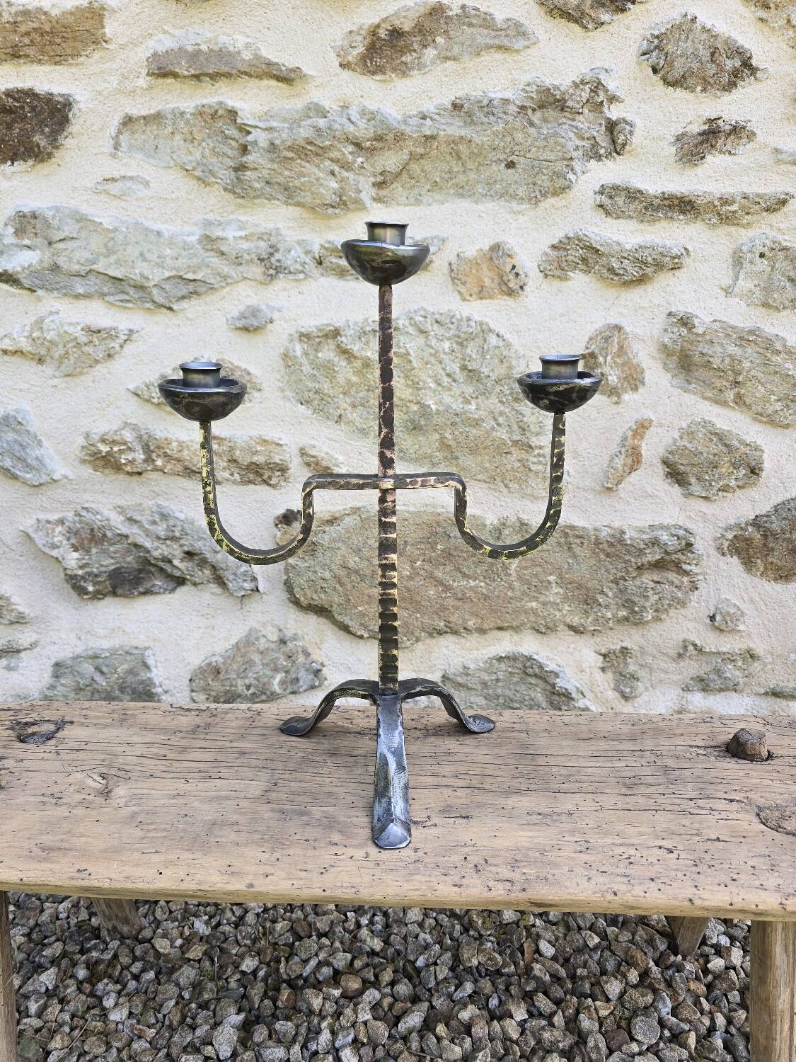 Bougeoir fer forgé brutaliste
