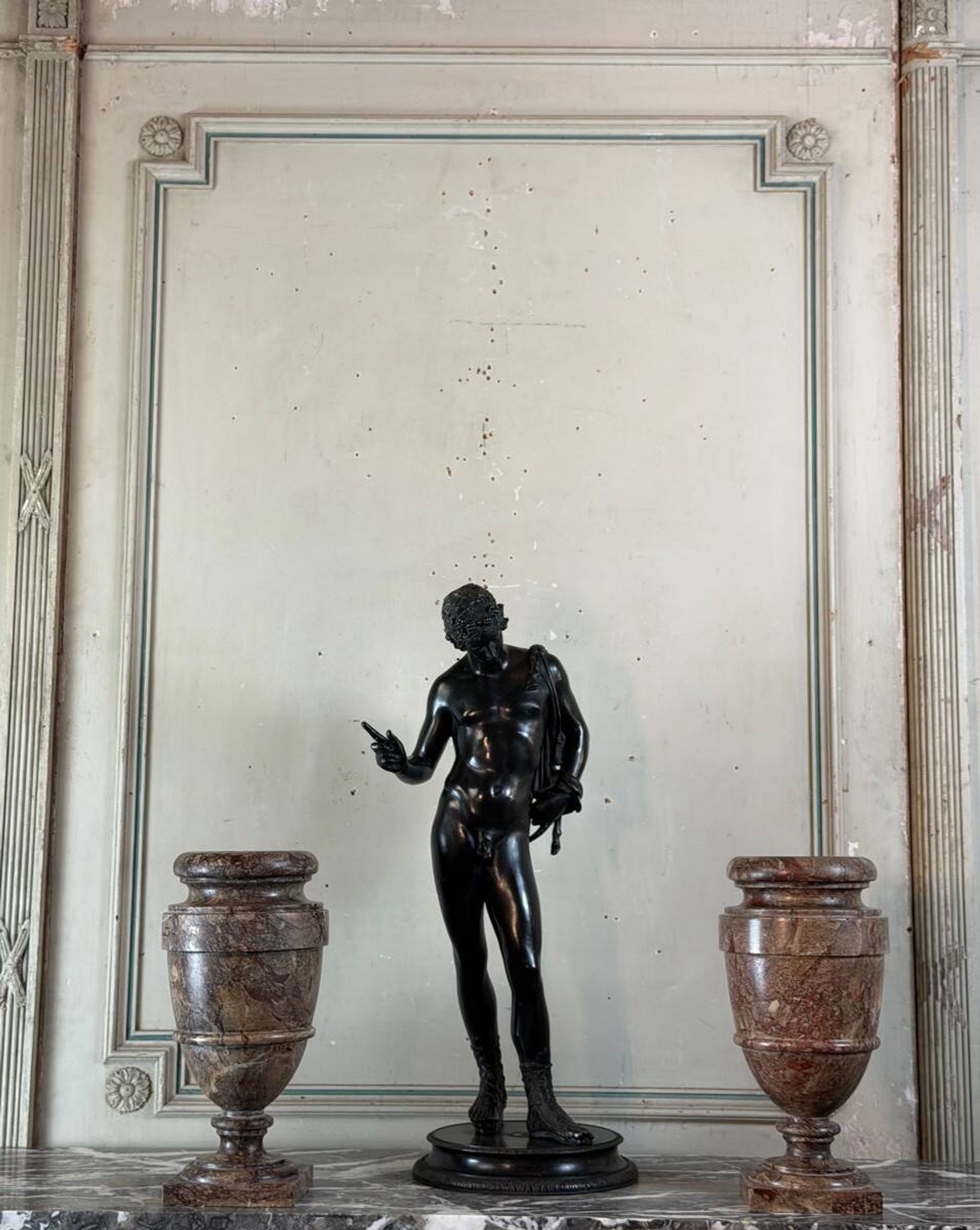 Pair of Sarrancolin marble urns, France 19th century