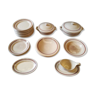 Vintage tableware table service Gaston KG Lunéville France plates flat soup bowls sausage
