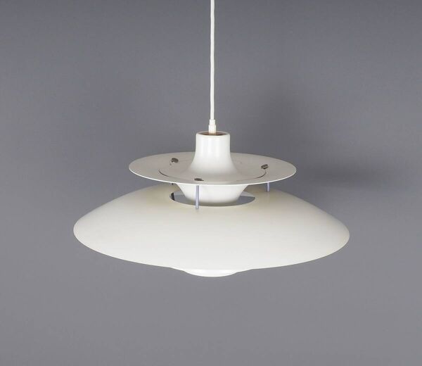 Lampe à suspension blanche Louis Poulsen PH5, années 1970
