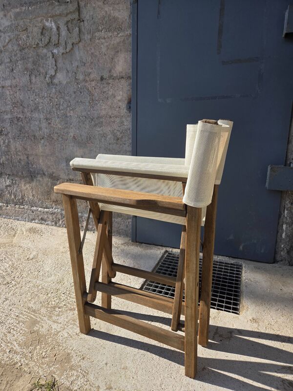 Chaise metteur en scène en ancien teck – restaurées