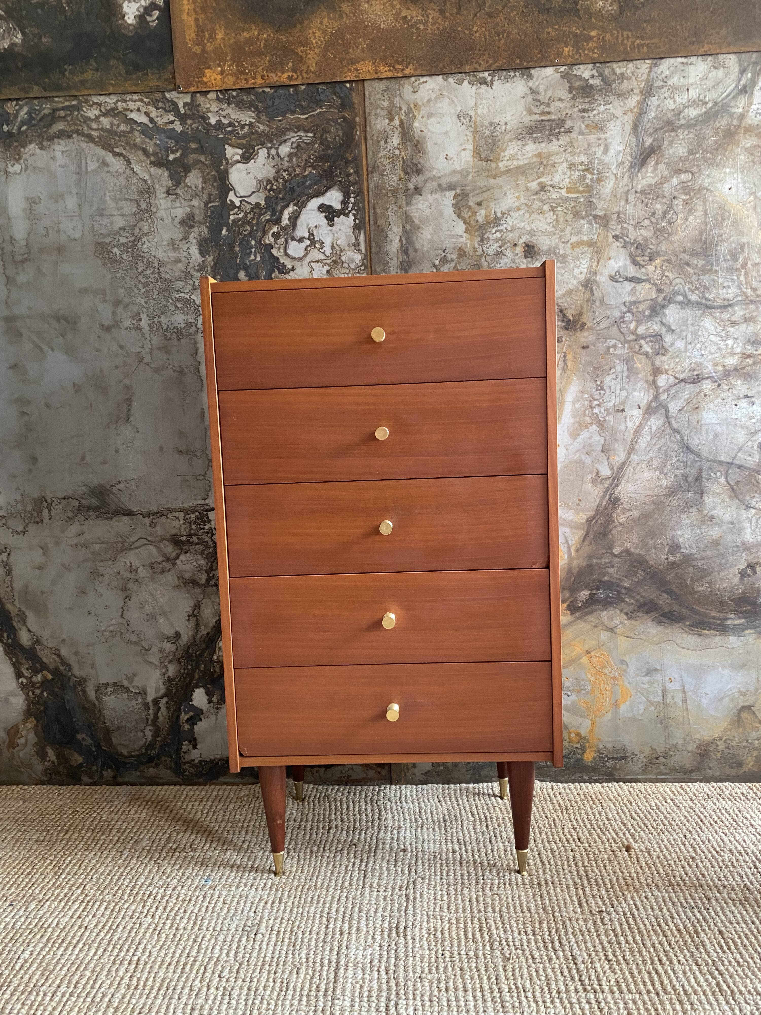 Wood & brass dresser