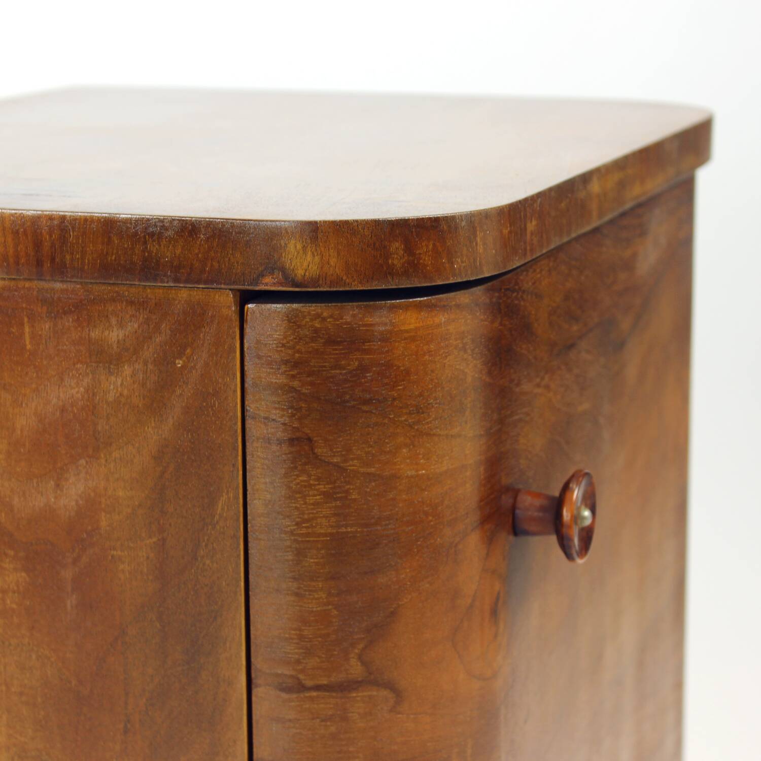 Minimalistic Art Deco Bedside Tables In Walnut Veneer, Czechoslovakia 1930s