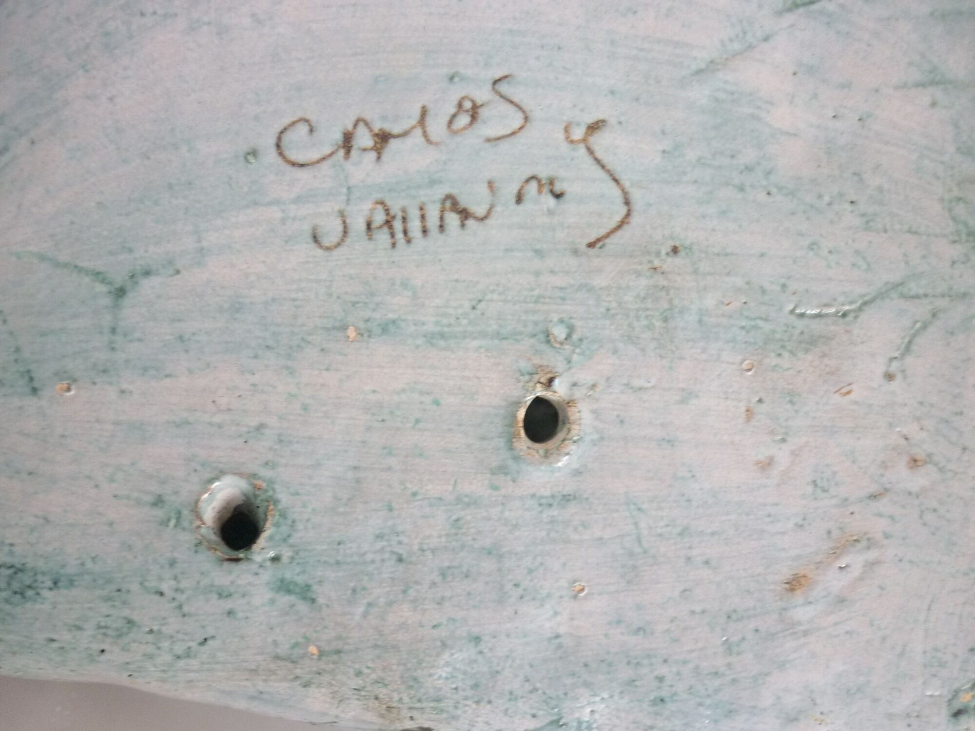 wall lamp, enamelled ceramic lamp, camos vallauris sign, free forms