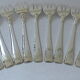 Suite of twelve silver metal art-deco oyster forks by Ercuis