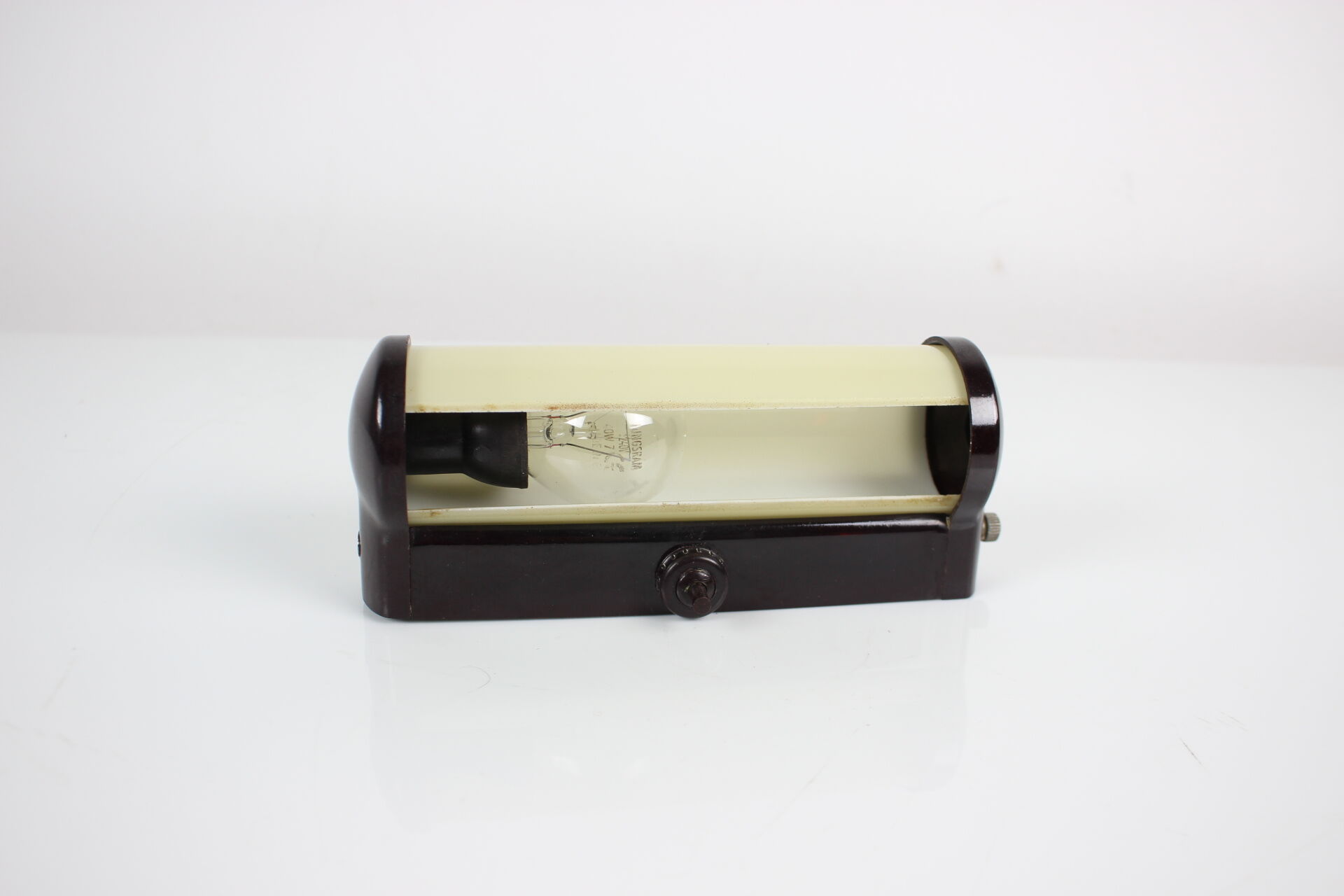 Art Deco Bakelite and Glass Wall Lamp, Czechoslovakia, 1930s