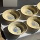 Set of 12 beige, pink, and blue deep plates from Digoin Sarreguemines, vintage.