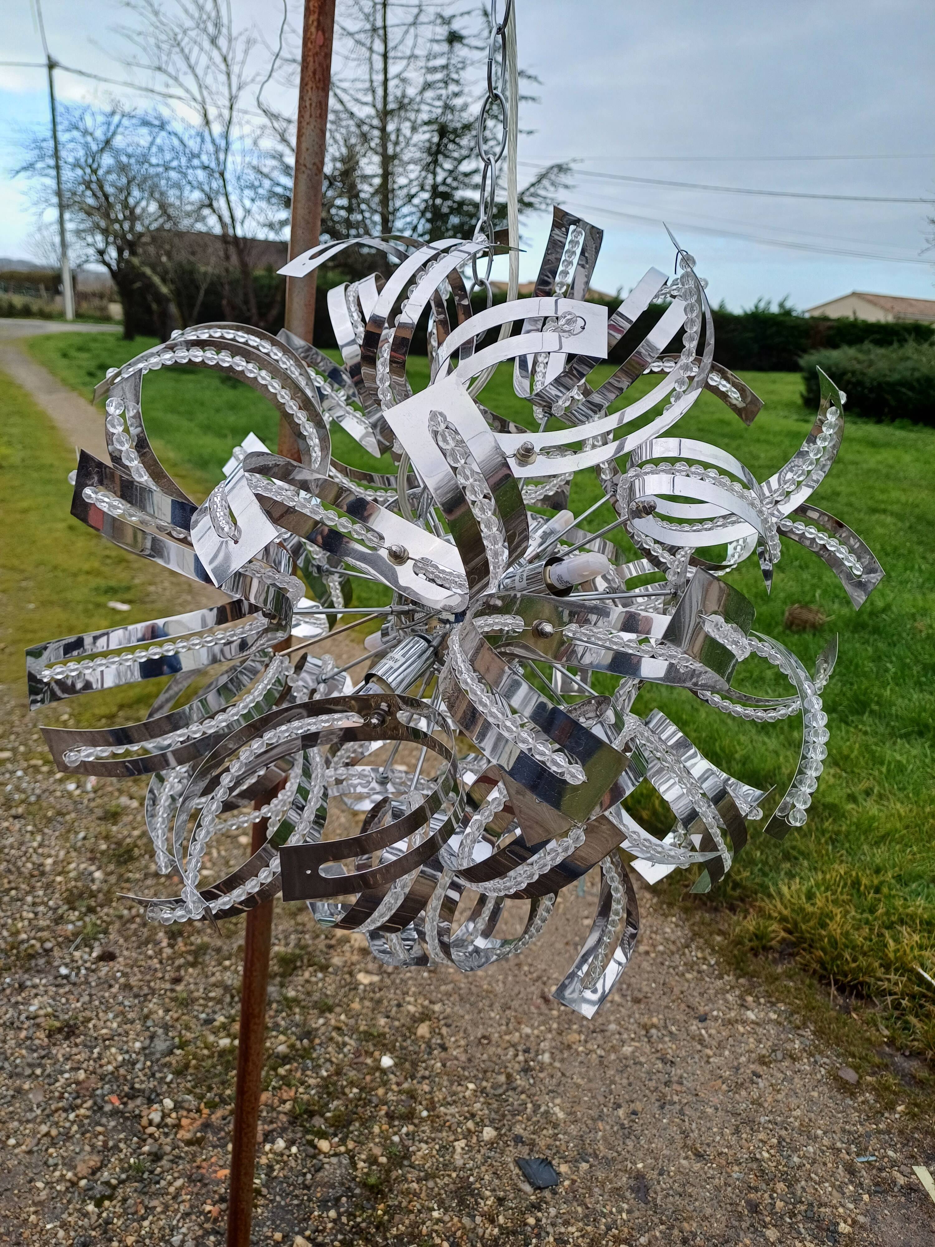 Vintage Chrome Metal Chandelier