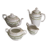 Service à thé et à café en porcelaine anglaise  , vert et or
