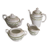 Tea and coffee service in English porcelain, green and gold