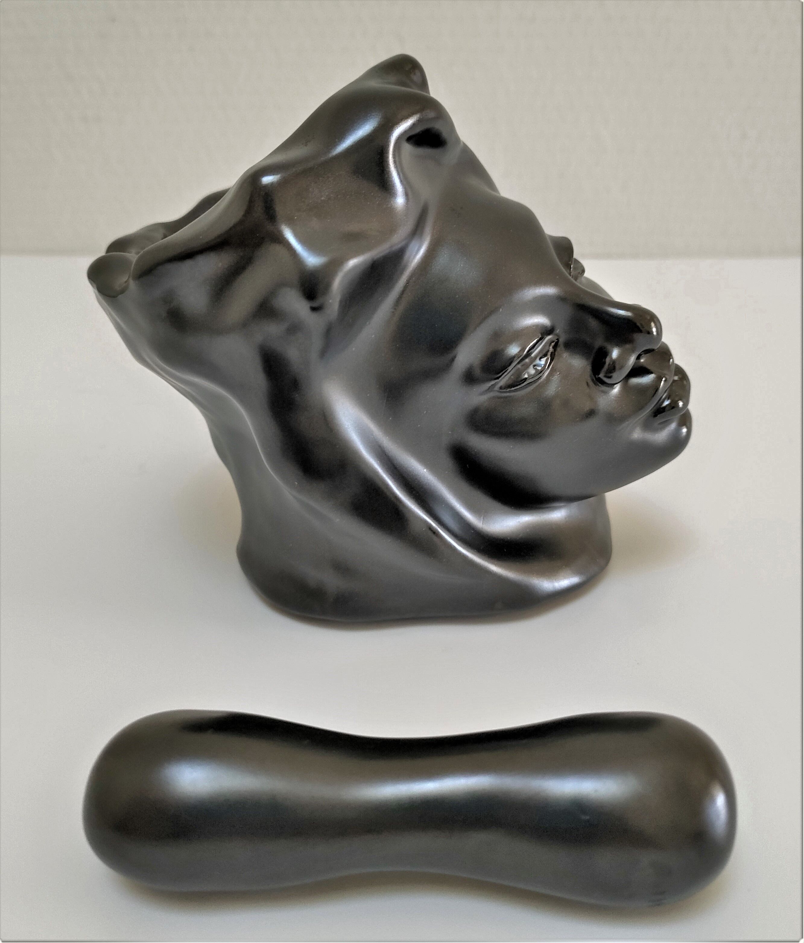 Anthropomorphic ceramic ashtray with woman's figure design 60s