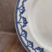 Antique English plate Crescent Ware Empire England blue garland decoration