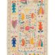 White suzani kilim rug with embroidered colorful patterns