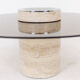 Coffee table in travertine and smoked glass, 1970s