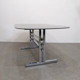 Large smoked glass and chrome table from the 70s
