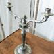 Double-branched candlestick, Louis XVI, in silver-plated metal