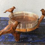 Center table cut, empty pocket, metal wood, vintage 1950