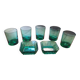 Set of 5 glasses and 2 green ramekins for appetizers.