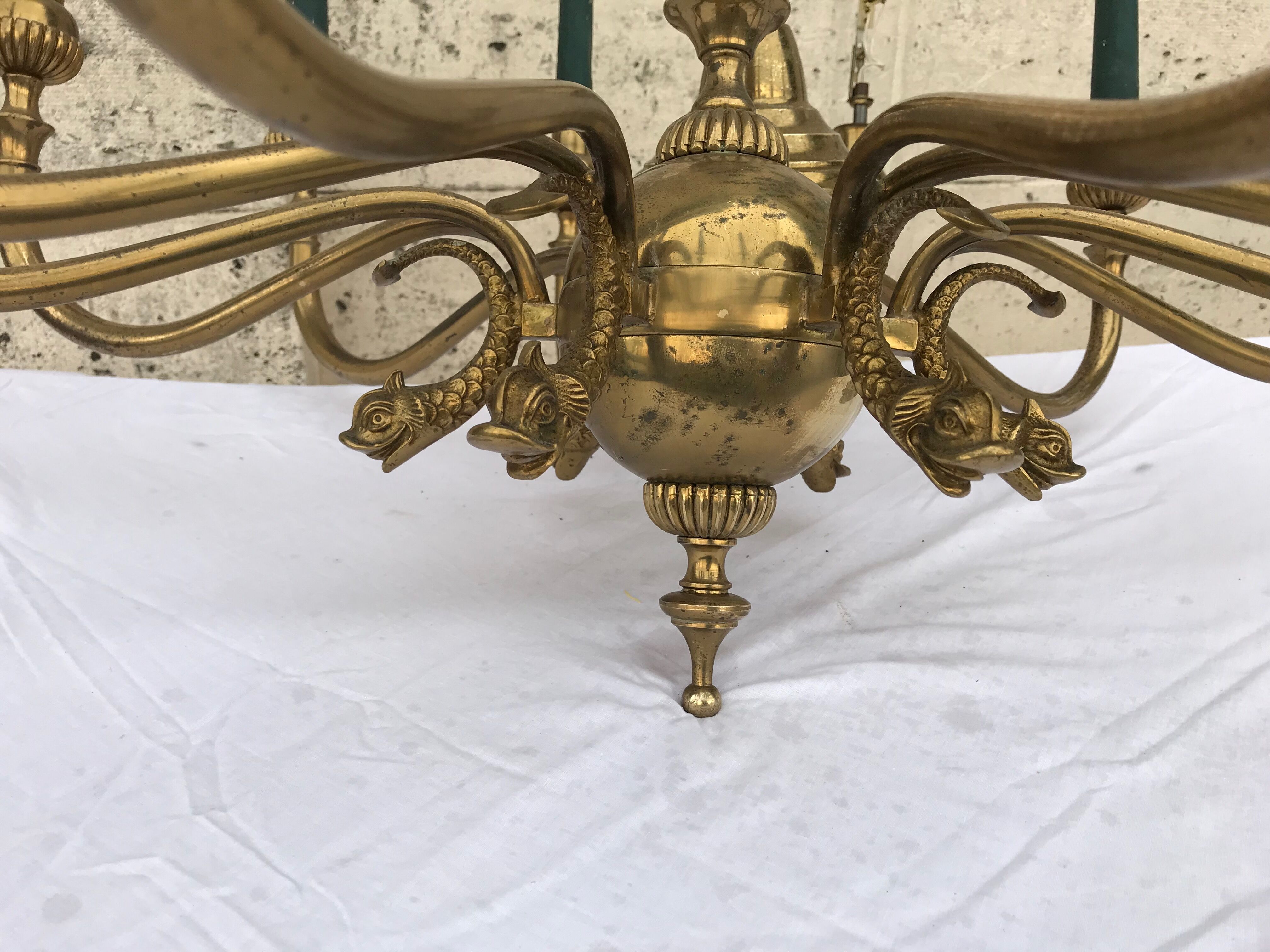 12 spoke solid bronze chandelier