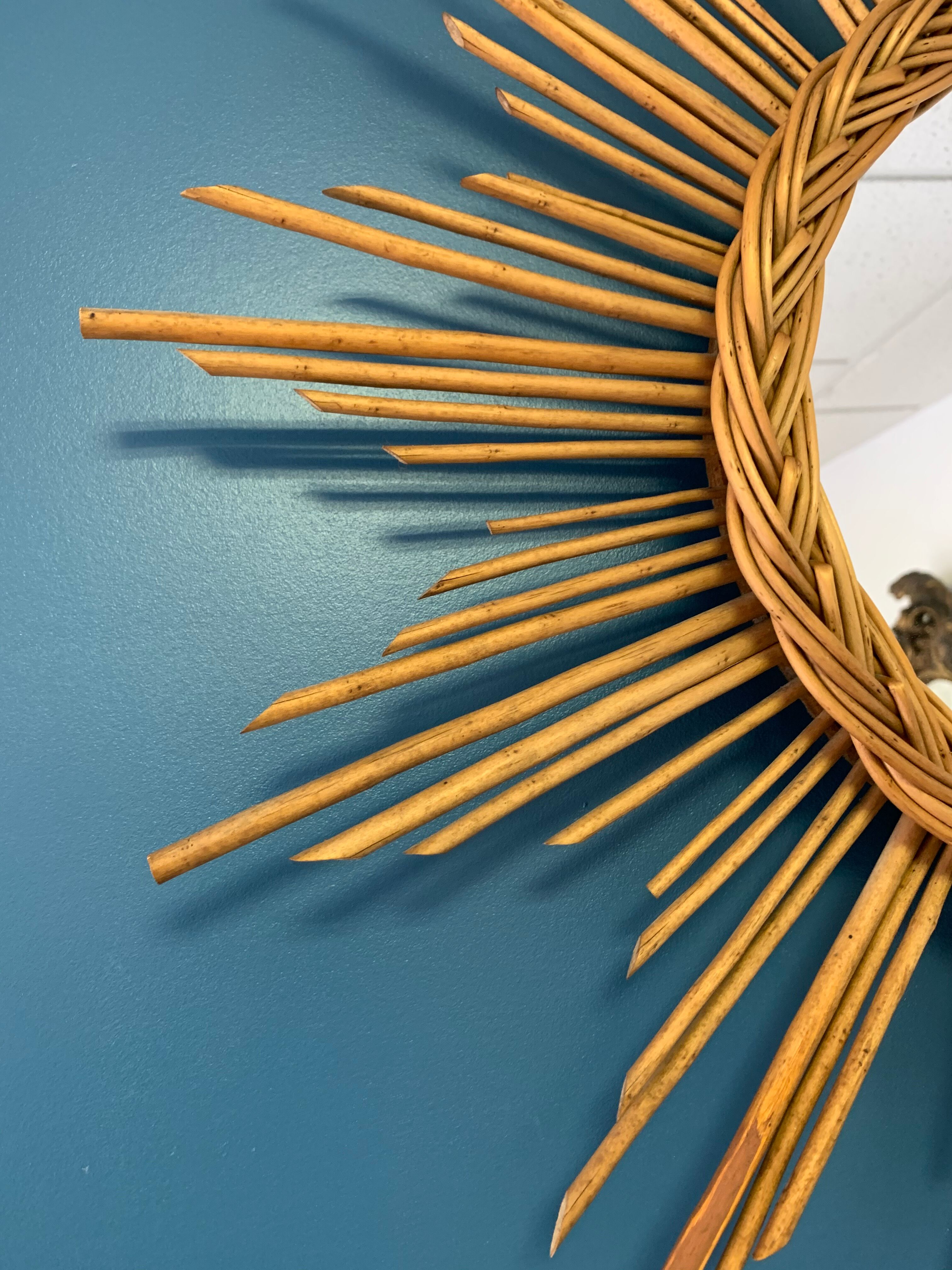 Wicker sun mirror 60cm