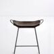 Tabouret de Cuisine Acier Argenté Ancien et Cuir Marron Foncé, Style Contemporain