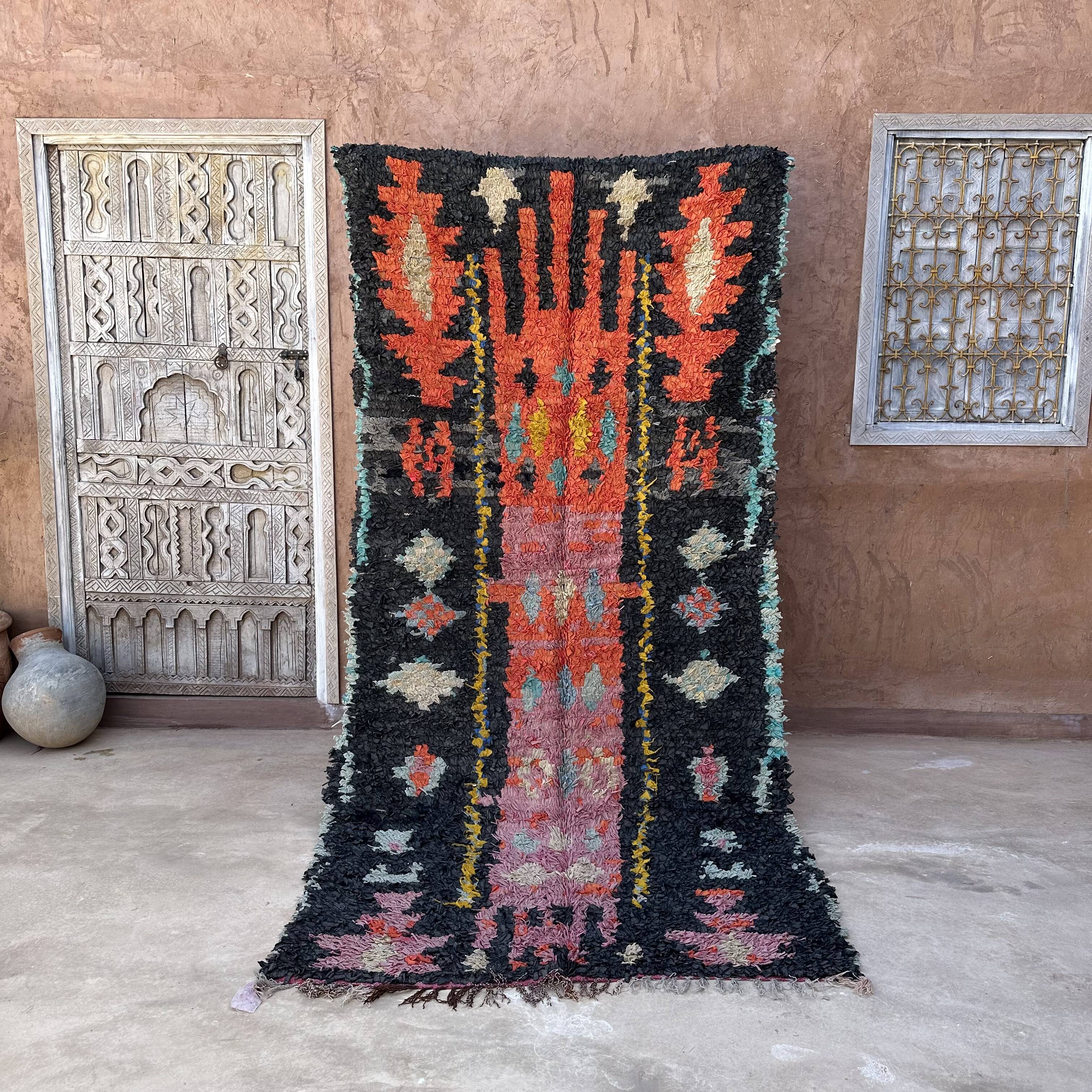 Berber carpet Boucherouite 126 x 269 cm