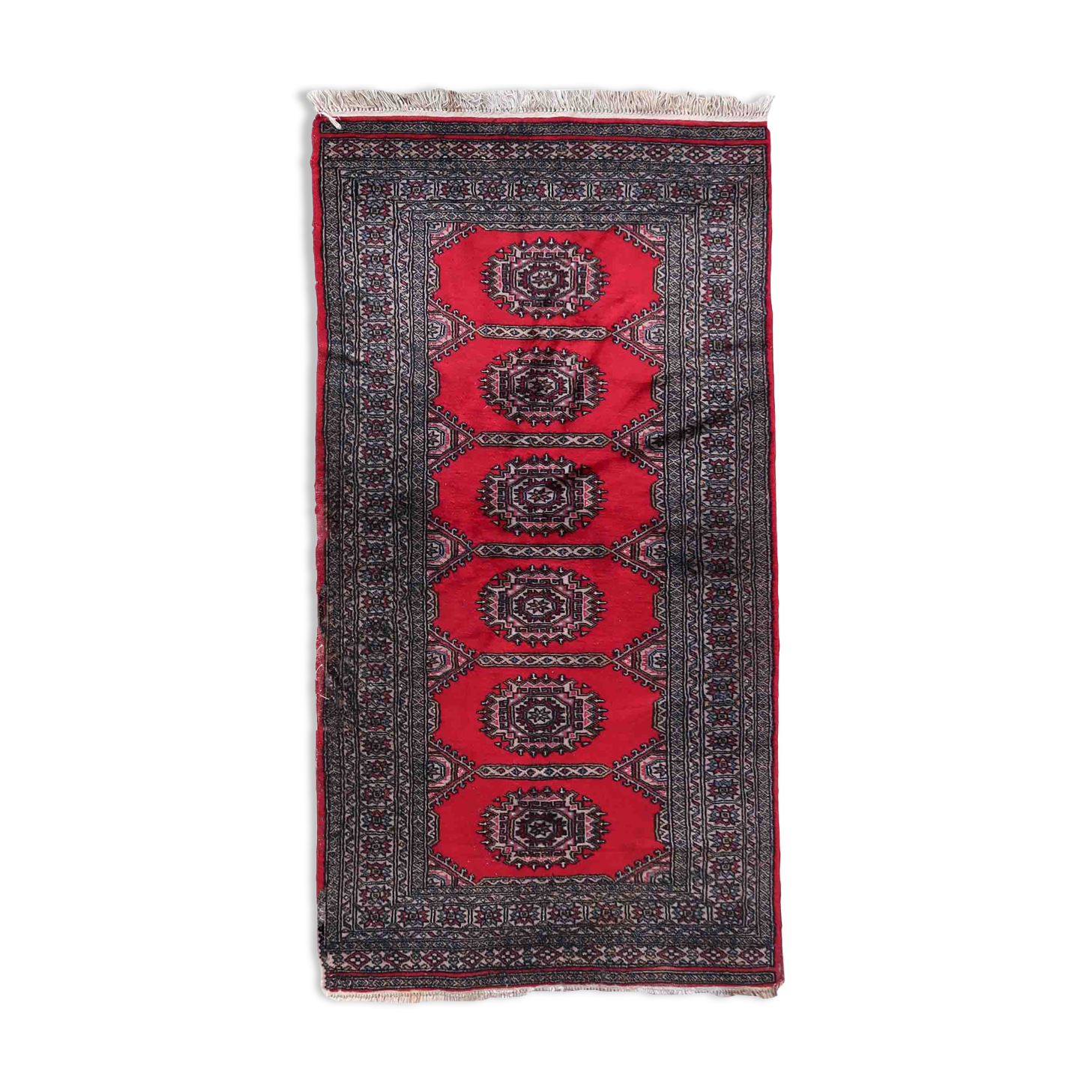 Vintage carpet uzbek bukhara handmade 92cm x 186cm 1970s