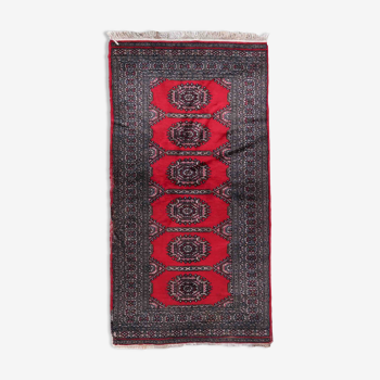 Vintage carpet uzbek bukhara handmade 92cm x 186cm 1970s