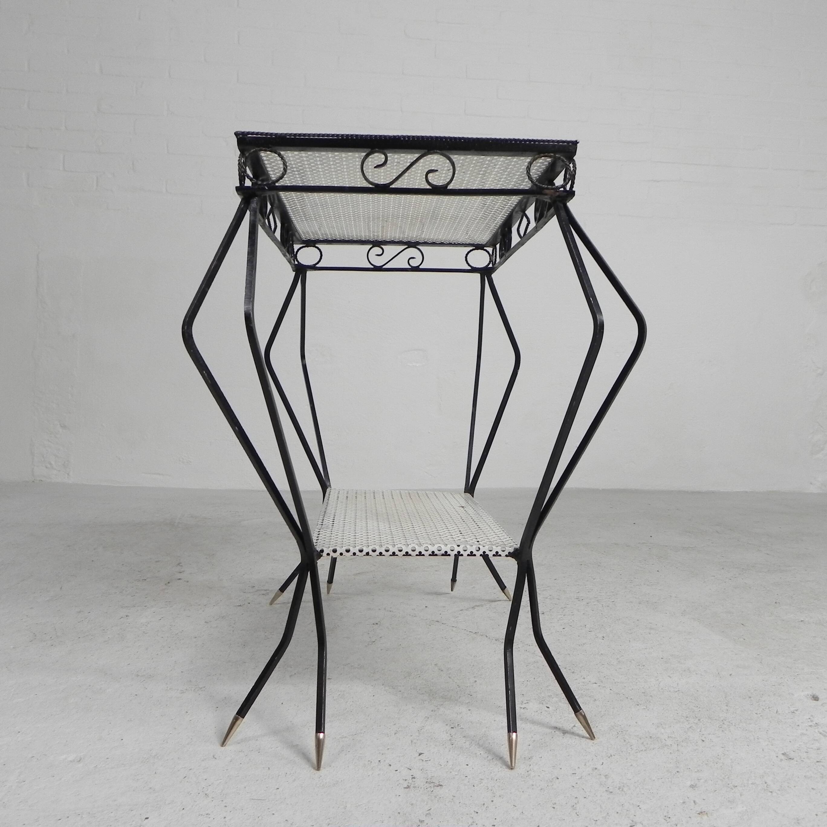 Vintage sculptural steel, (Mategot style) side table, 1950s