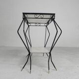 Vintage sculptural steel, (Mategot style) side table, 1950s