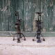 Two wrought iron chandeliers