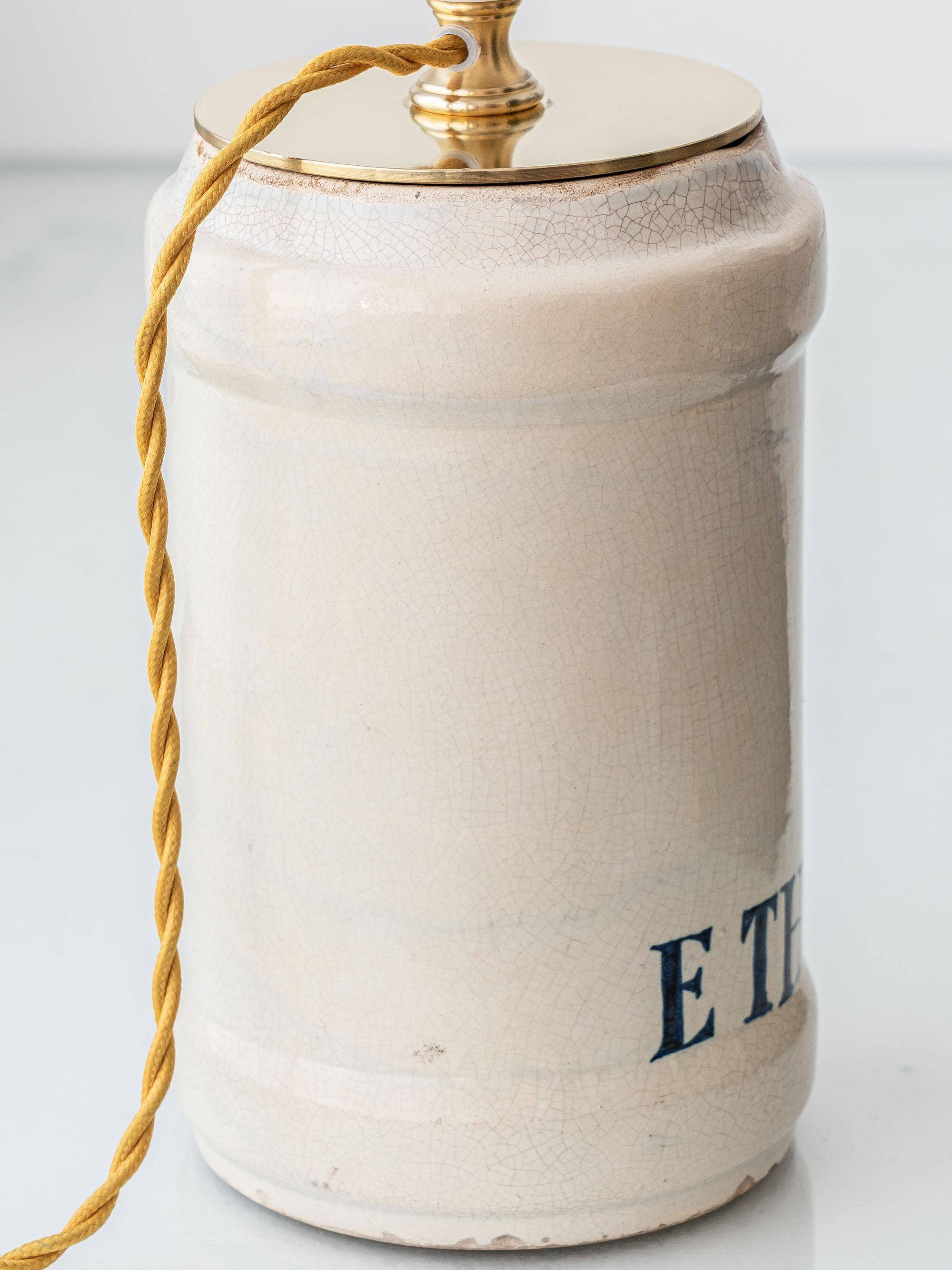 Italian Apothecary Ceramic Table Lamp Pharmacy Albarello, circa 1870-1885