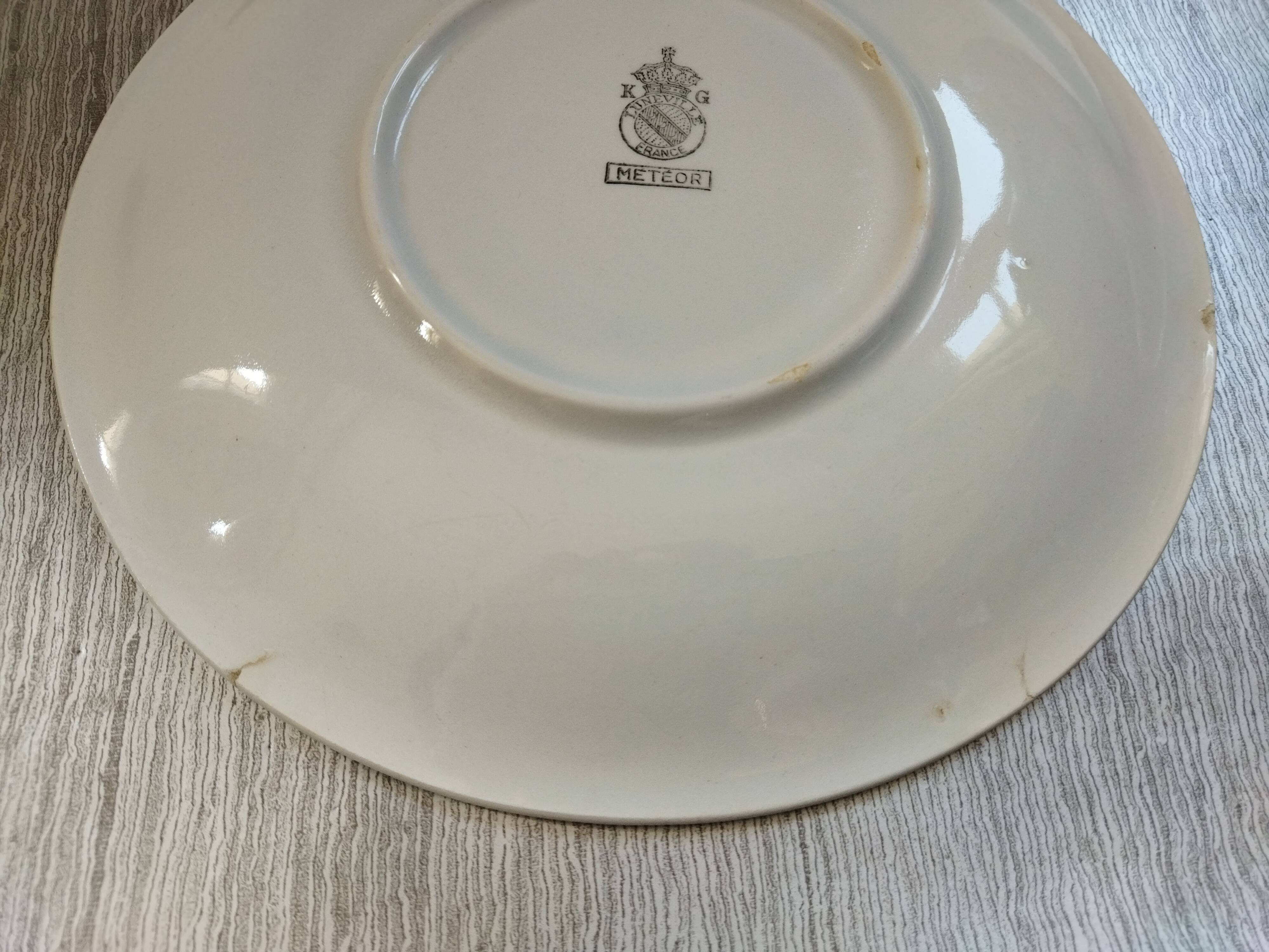6 Keller & Guérin Lunéville dessert plates "Météor"