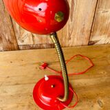 50s desk lamp in red enamelled tole.