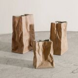 Set of Three Finnish Mid Century Tapio Wirkkala "Paper Bag" Vases, 1970s