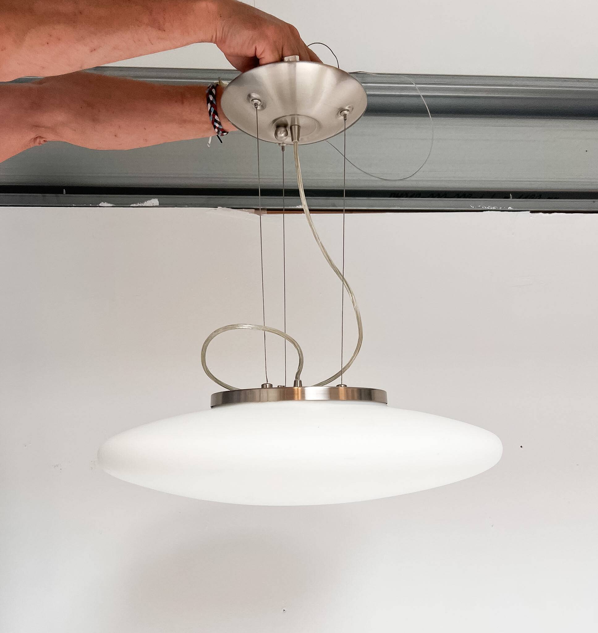Opal glass Zoxx pendant lamp, 1990s