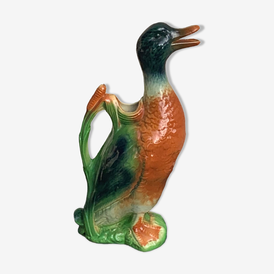 Pitcher, duck slip jug, enameled ceramic, stamped SAINT-CLEMENT, made in  France | Selency