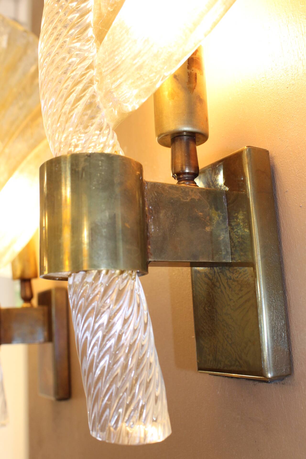 Pair of Murano glass wall lights, Toso