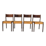 4 beautiful Scandinavian wood and straw chairs