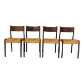 4 beautiful Scandinavian wood and straw chairs