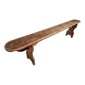 Antique French Pine Wood Bench – 1920s