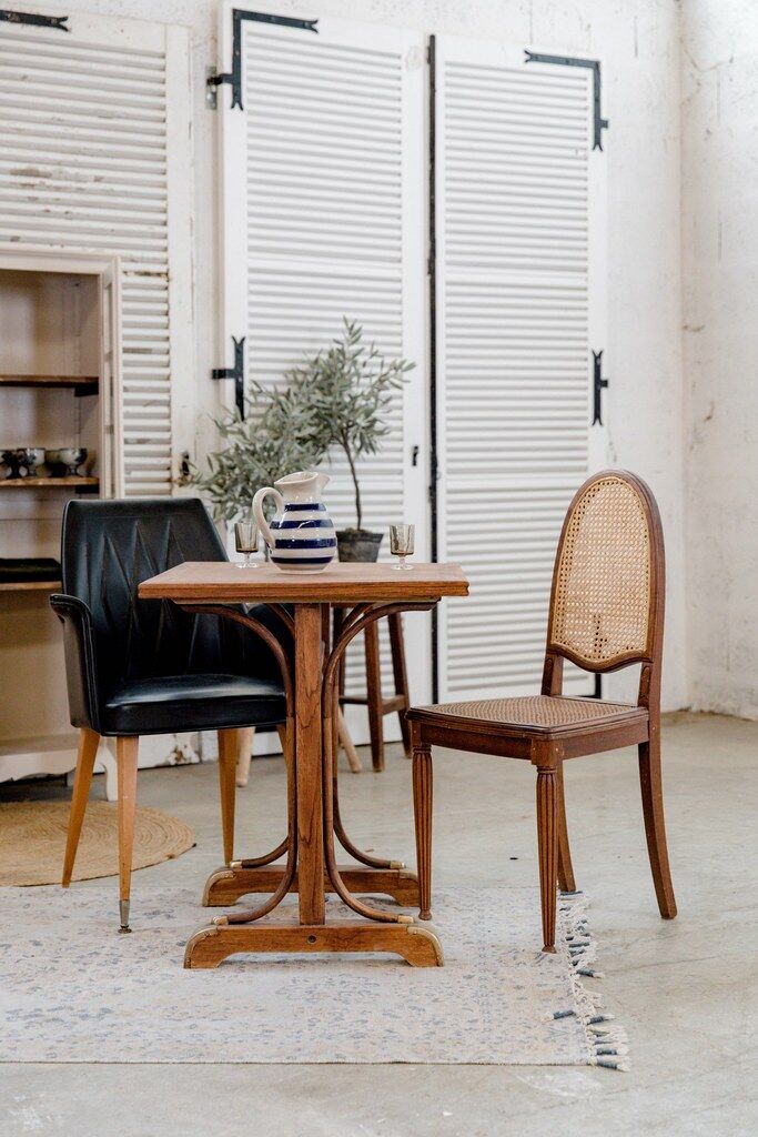 Curved wood bistro table