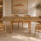 Extendable farmhouse table in solid oak, renovated.