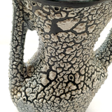 Old vase 2 handle ceramic vallauris volcanic effect interior red
