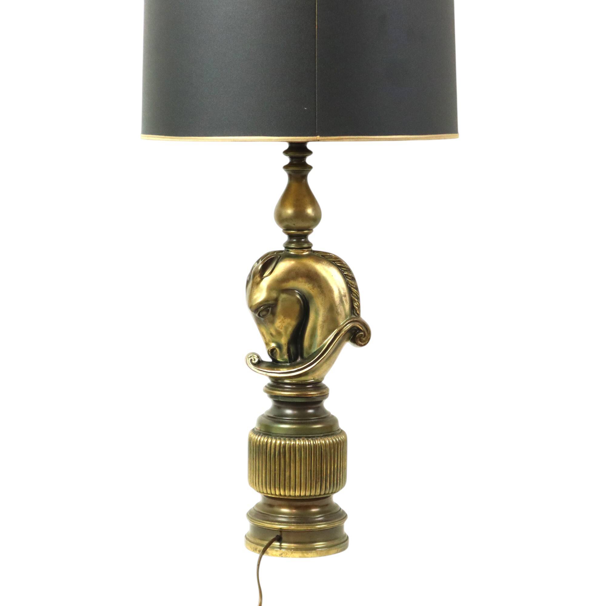 Lusterie Deknudt Vintage Horse Head Table Lamp XL Brass